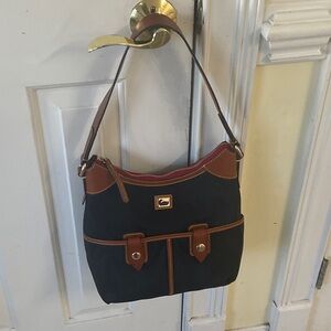 Dooney & Bourke Black and Tan Shoulder Bag
